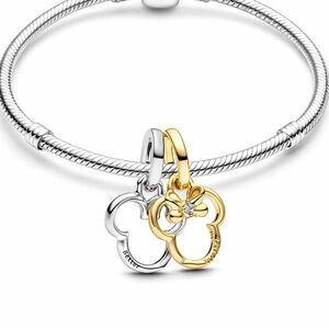 New Disney Mickey and Minnie Better Together Double Dangle Charm